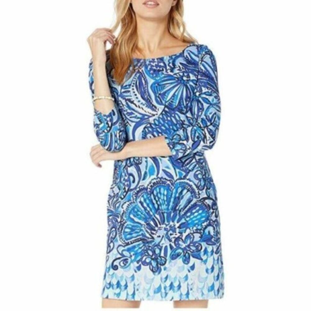 Lilly Pulitzer Hollee Dress Womens Size XS Iris Blue Zanzibar Zoo Pima Cut Out